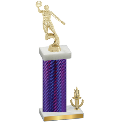 Accented Single Purple Carbon Fiber Victory Basketball Trophy