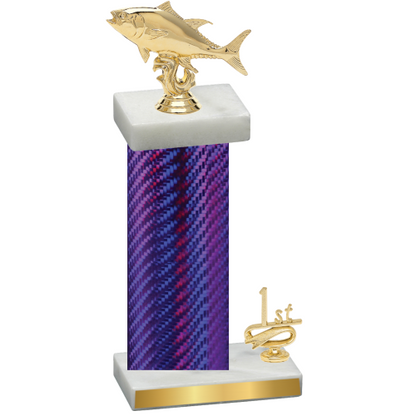 Accented Single Purple Carbon Fiber First Place Fishing Trophy