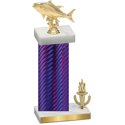 Accented Single Purple Carbon Fiber Victory Fishing Trophy