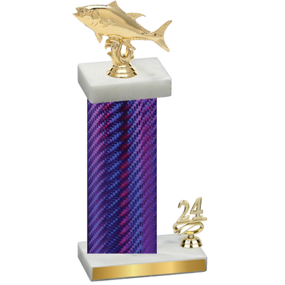 Accented Single Purple Carbon Fiber Year Fishing Trophy