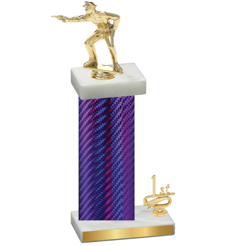 Accented Single Purple Carbon Fiber First Place Shooter Trophy