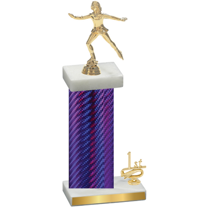 Accented Single Purple Carbon Fiber First Place Skater Trophy