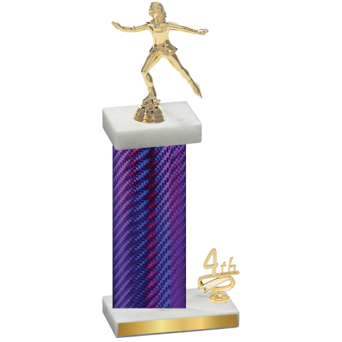 Accented Single Purple Carbon Fiber Fourth Place Skater Trophy