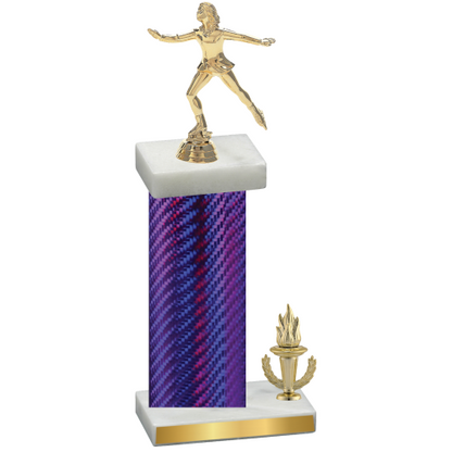 Accented Single Purple Carbon Fiber Victory Skater Trophy