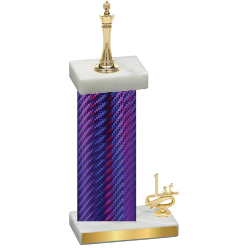 Accented Single Purple Carbon Fiber First Place Chess Trophy