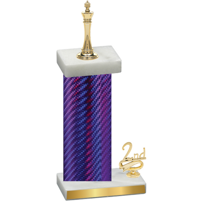 Accented Single Purple Carbon Fiber Second Place Chess Trophy