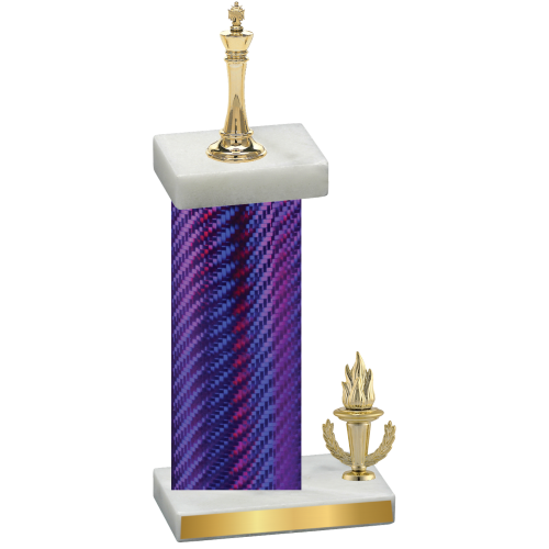 Accented Single Purple Carbon Fiber Victory Chess Trophy