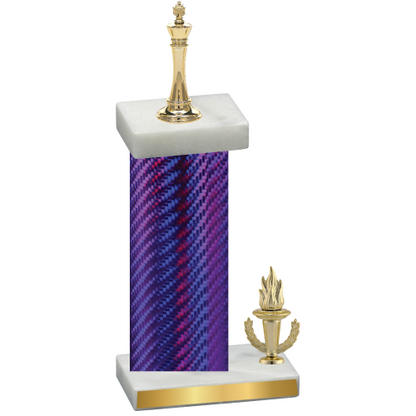 Accented Single Purple Carbon Fiber Victory Chess Trophy