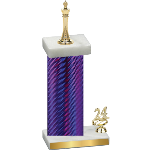 Accented Single Purple Carbon Fiber Year Chess Trophy