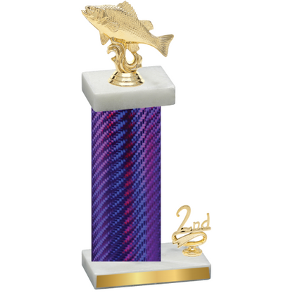 Accented Single Purple Carbon Fiber Second Place Fishing Trophy