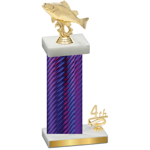 Accented Single Purple Carbon Fiber Fourth Place Fishing Trophy