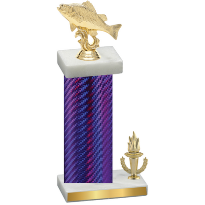 Accented Single Purple Carbon Fiber Victory Fishing Trophy