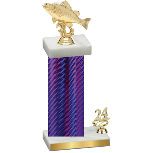 Accented Single Purple Carbon Fiber Year Fishing Trophy