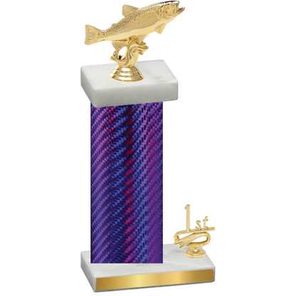 Accented Single Purple Carbon Fiber First Place Fishing Trophy