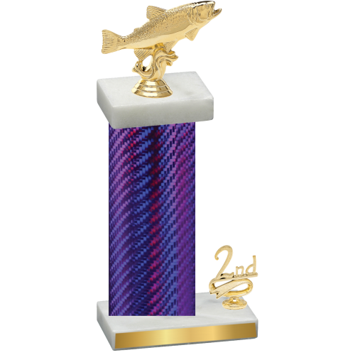 Accented Single Purple Carbon Fiber Second Place Fishing Trophy