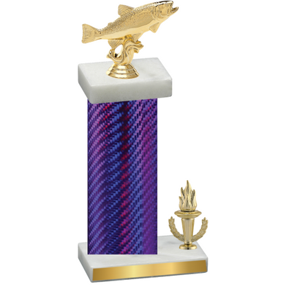 Accented Single Purple Carbon Fiber Victory Fishing Trophy