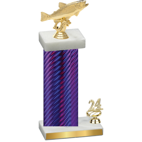 Accented Single Purple Carbon Fiber Year Fishing Trophy