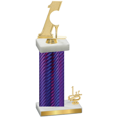 Accented Single Purple Carbon Fiber First Place Golf Trophy