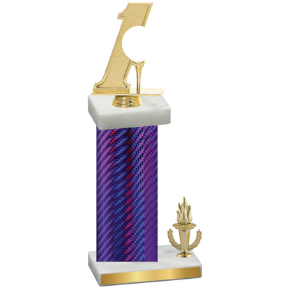 Accented Single Purple Carbon Fiber Victory Golf Trophy