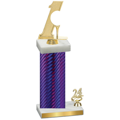 Accented Single Purple Carbon Fiber Year Golf Trophy