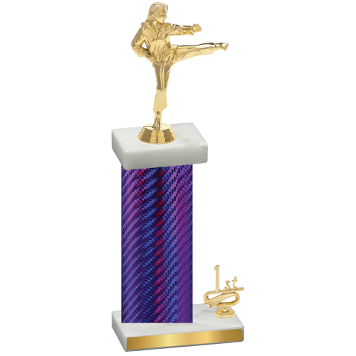 Accented Single Purple Carbon Fiber First Place Karate Trophy