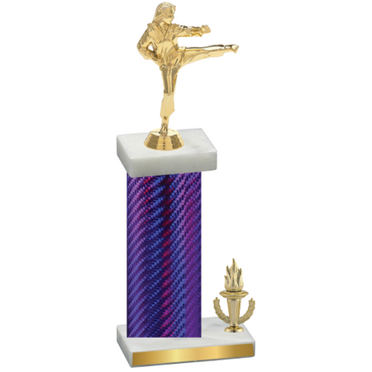 Accented Single Purple Carbon Fiber Victory Karate Trophy