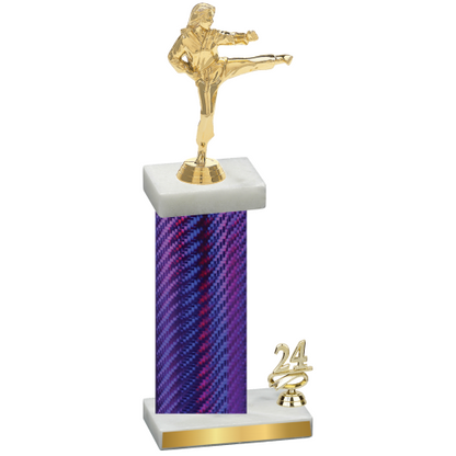 Accented Single Purple Carbon Fiber Year Karate Trophy