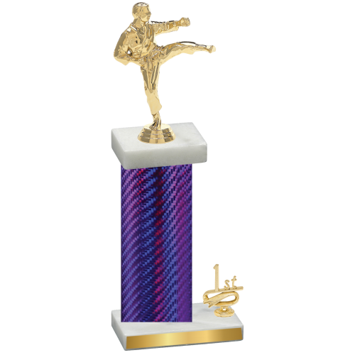 Accented Single Purple Carbon Fiber First Place Karate Trophy