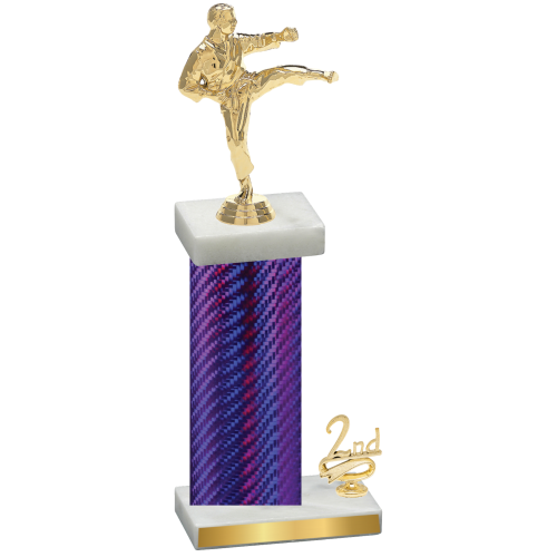 Accented Single Purple Carbon Fiber Second Place Karate Trophy