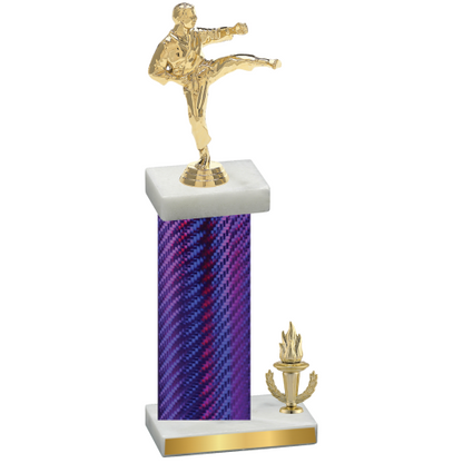 Accented Single Purple Carbon Fiber Victory Karate Trophy