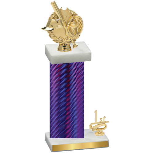 Accented Single Purple Carbon Fiber First Place Baseball Trophy