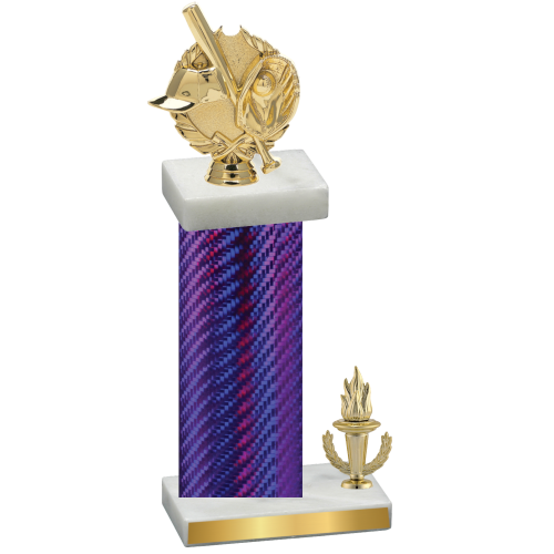 Accented Single Purple Carbon Fiber Victory Baseball Trophy