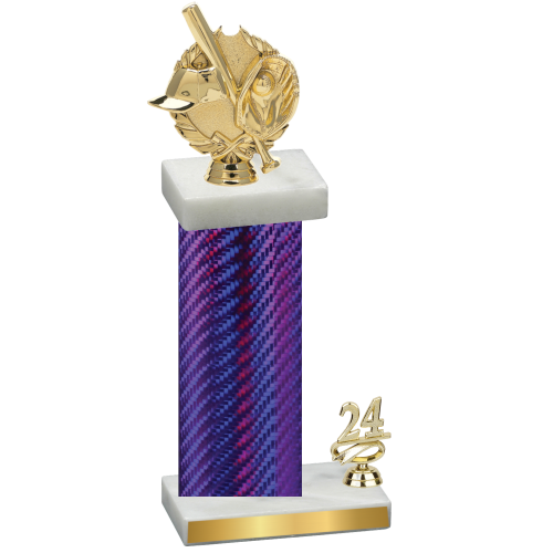 Accented Single Purple Carbon Fiber Year Baseball Trophy