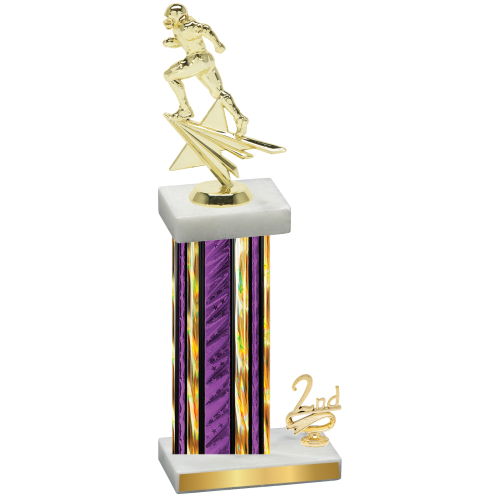 Accented Single Purple Glacier Second Place Football Trophy