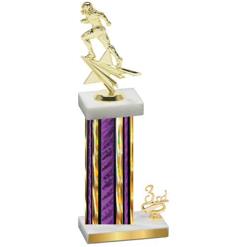 Accented Single Purple Glacier Third Place Football Trophy