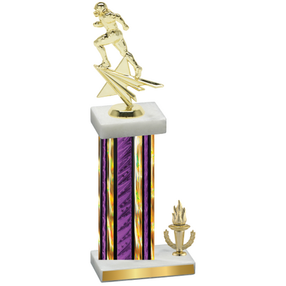 Accented Single Purple Glacier Victory Football Trophy