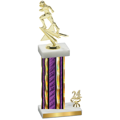 Accented Single Purple Glacier Year Football Trophy