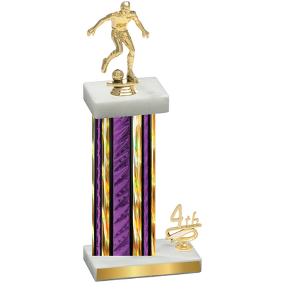 Accented Single Purple Glacier Fourth Place Soccer Trophy