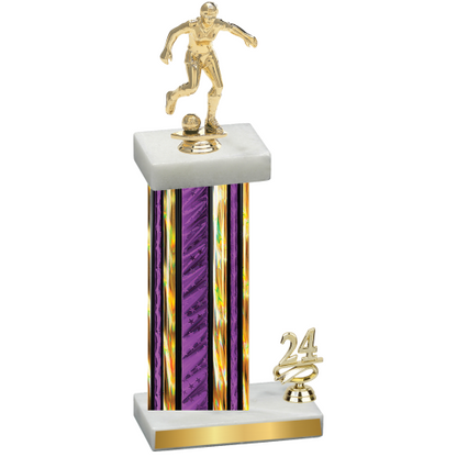 Accented Single Purple Glacier Year Soccer Trophy