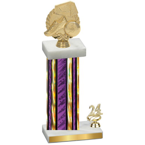 Accented Single Purple Glacier Year Soccer Trophy