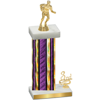 Accented Single Purple Glacier Third Place Rugby Trophy