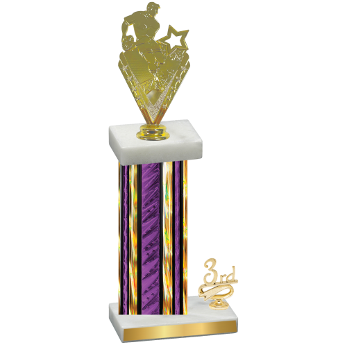 Accented Single Purple Glacier Third Place Rugby Trophy