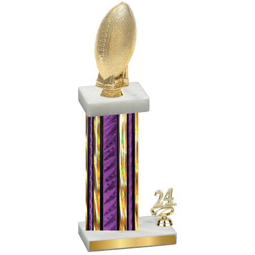 Accented Single Purple Glacier Year Football Trophy