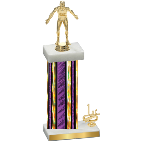 Accented Single Purple Glacier First Place Wrestling Trophy