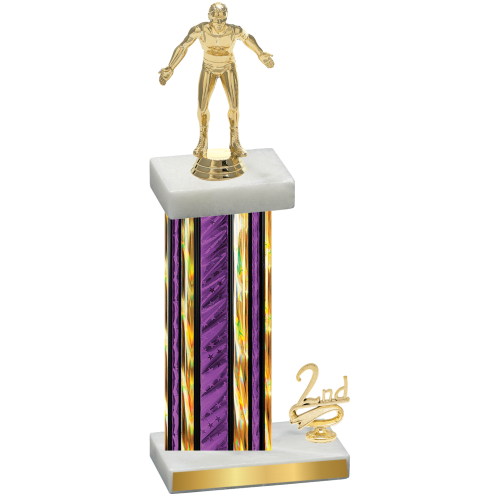 Accented Single Purple Glacier Second Place Wrestling Trophy