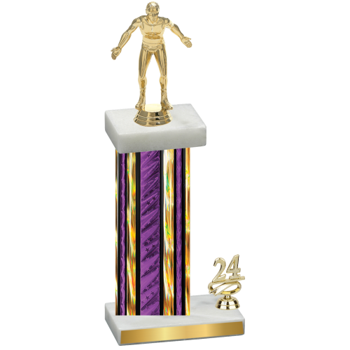 Accented Single Purple Glacier Year Wrestling Trophy