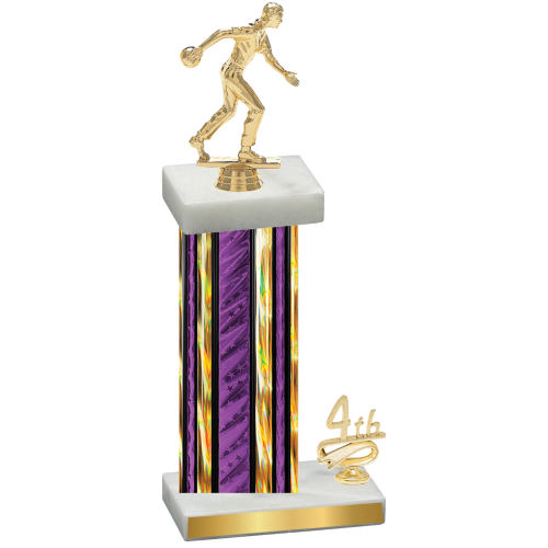 Accented Single Purple Glacier Fourth Place Bowling Trophy