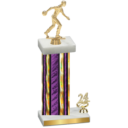 Accented Single Purple Glacier Year Bowling Trophy