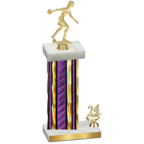 Accented Single Purple Glacier Year Bowling Trophy