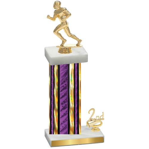 Accented Single Purple Glacier Second Place Football Trophy